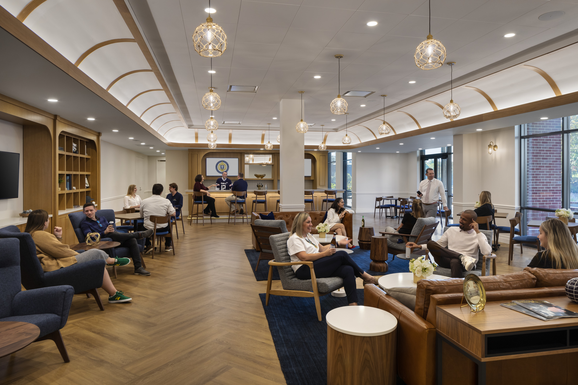 The lower-level bar at the US Naval Academy Fluegel Alumni Center in Annapolis, MD