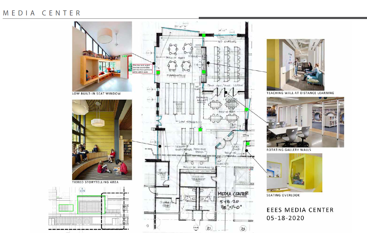 Media Center floor plan for the new Blanche Ames Elementary School in Easton, Massachusetts