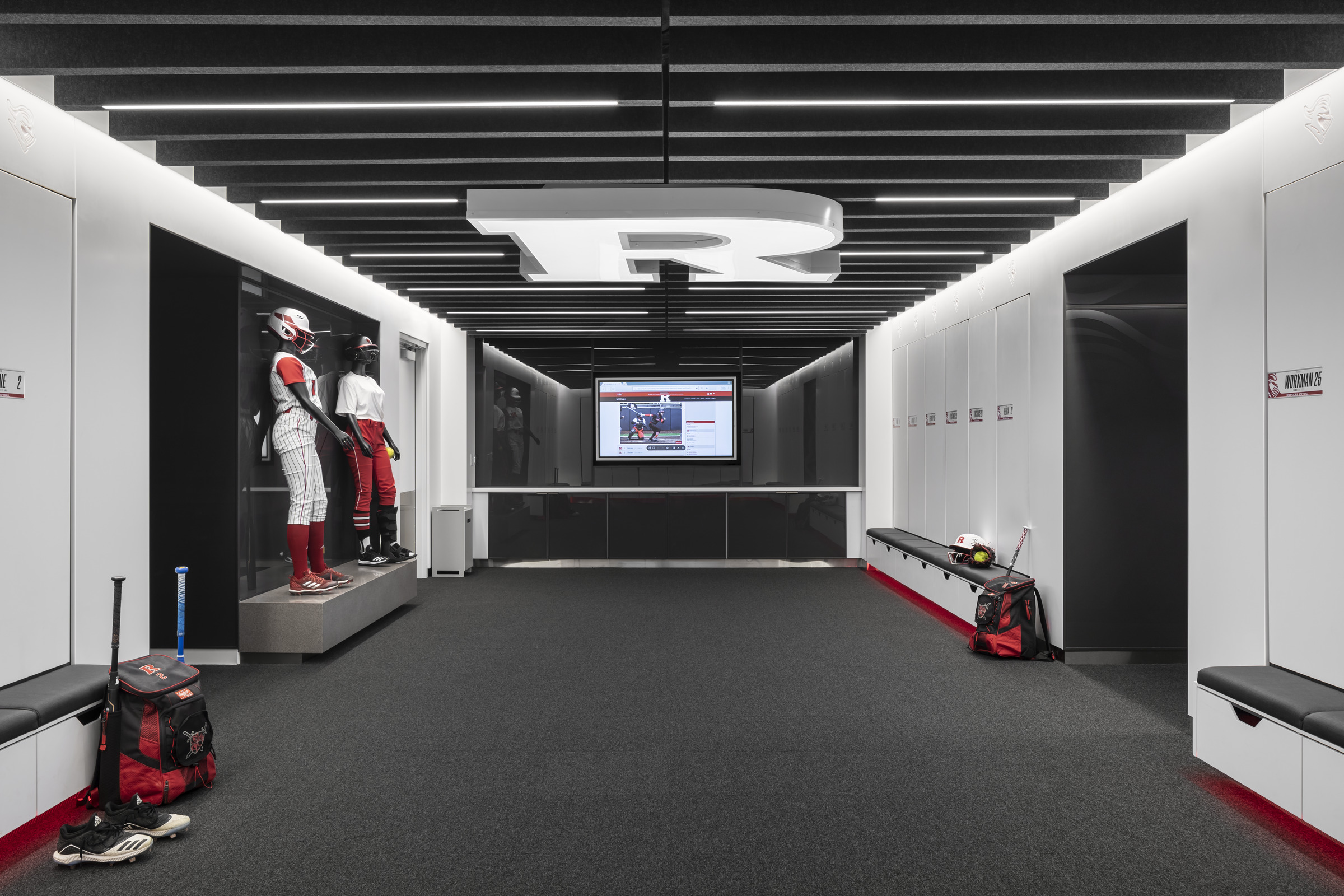 The Rutgers University Women's Softball locker room