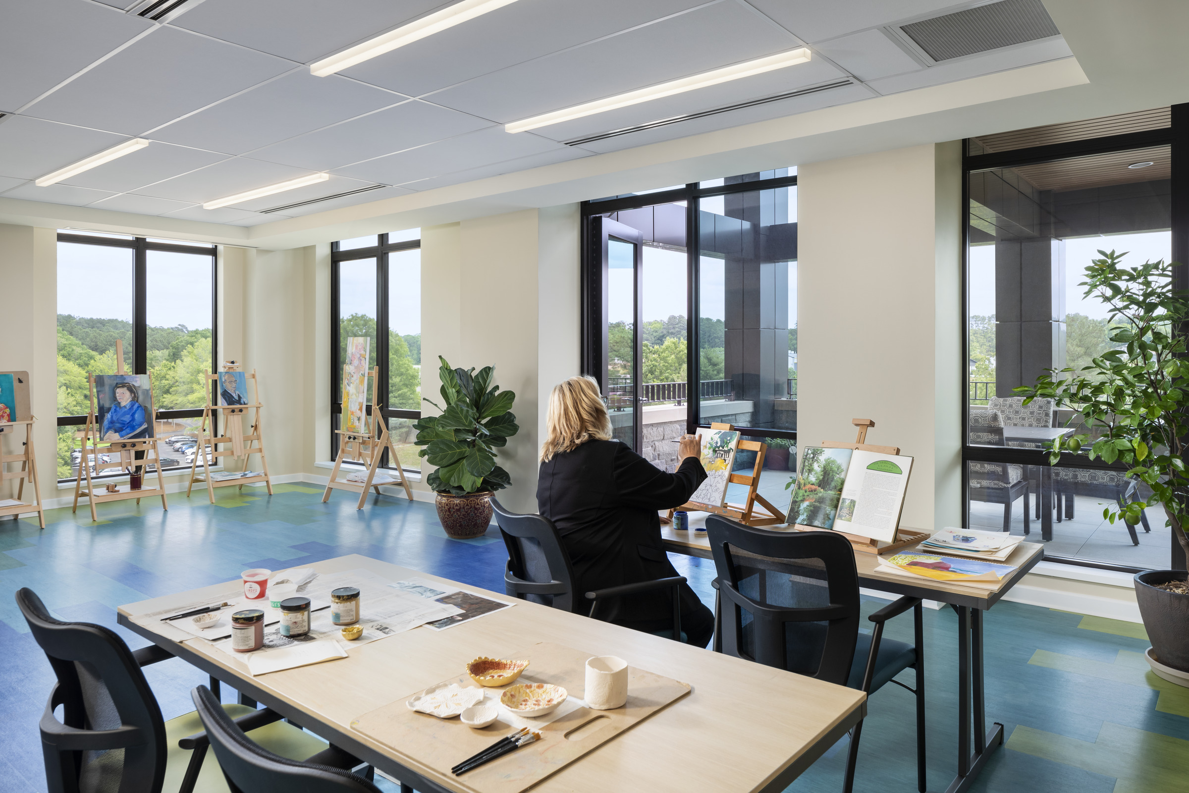 National Assisted Living Week Profile: The Forest at Duke. This photo shows an amenity space that's set up as an art studio. 