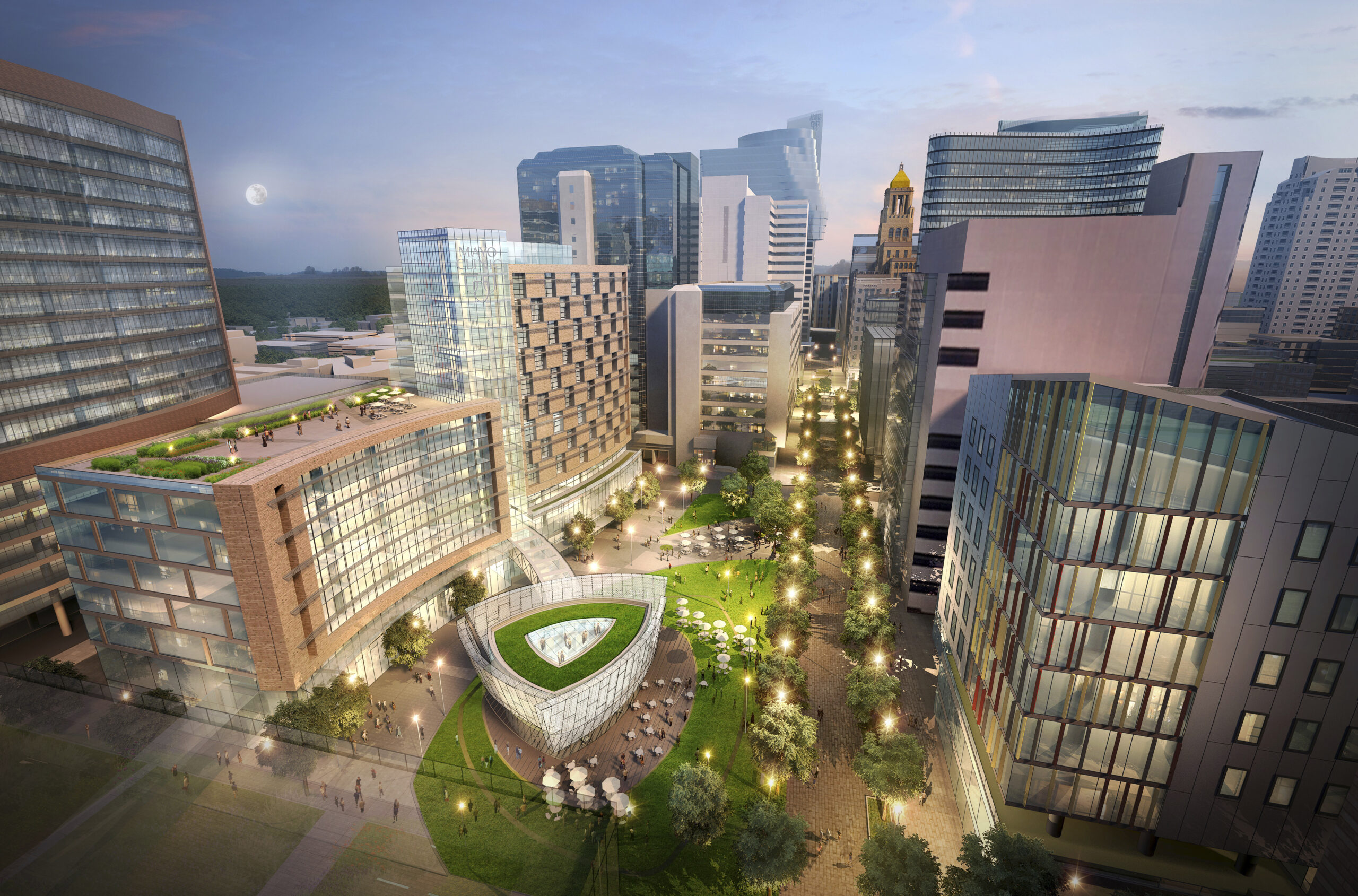 A rendering of the new Discovery Square in Rochester, MN. It will provide a home for the life-sciences industry to work and collaborate with their peers at Mayo Clinic. 