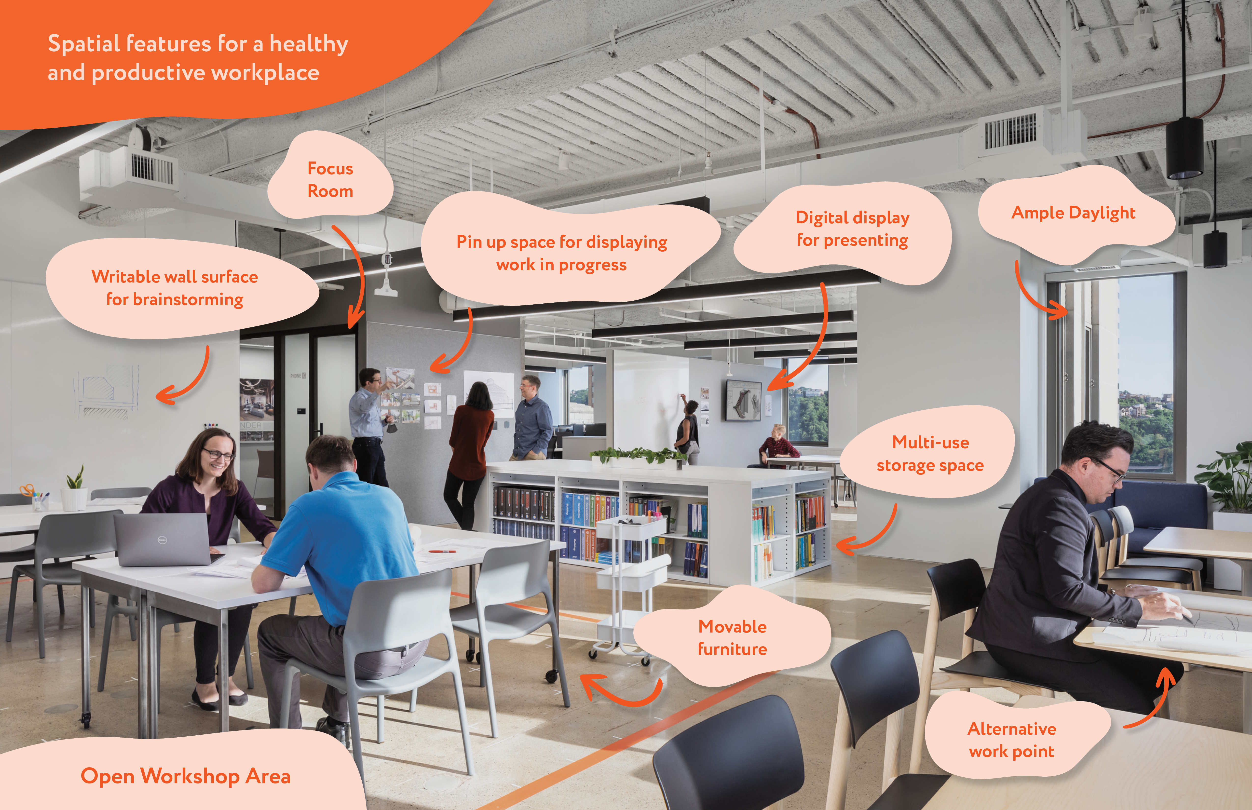 Spatial features for a healthy and productive workplace