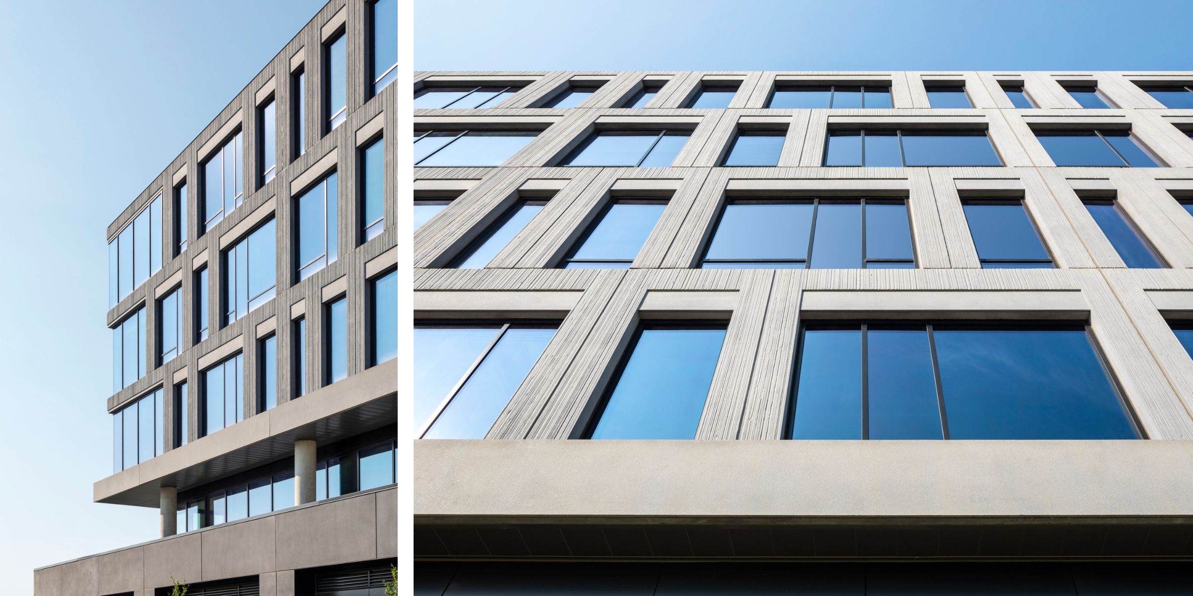 DC Department of General Services Headquarters Offices: two angles of the quilt-like facade