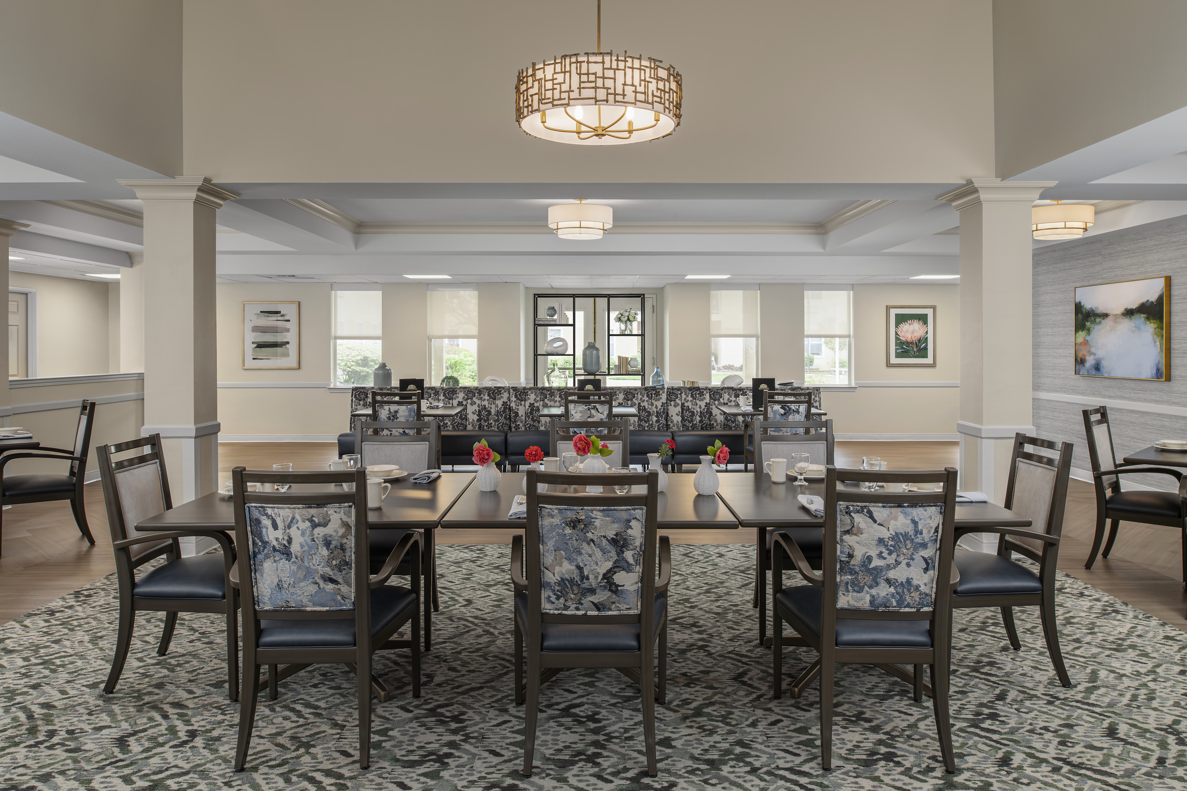 The new dining room at The Meadows Senior Living in Elk Grove, CA 